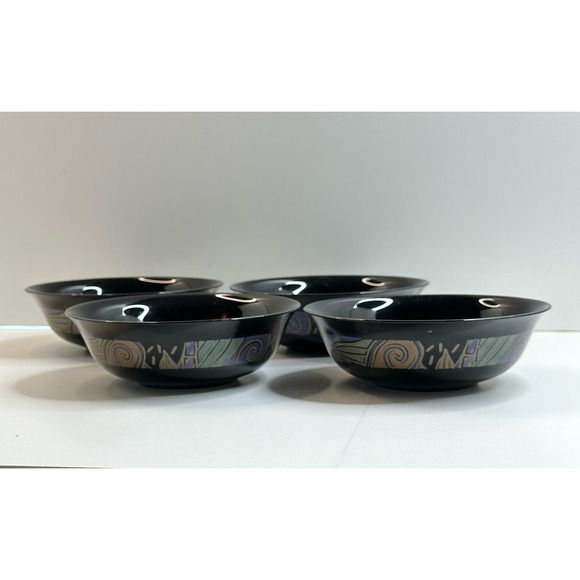 Vtg Set/4 Arcoroc Tampico Soup Cereal Bowl Funky Groovy Post Modern Memphis - Picture 1 of 5